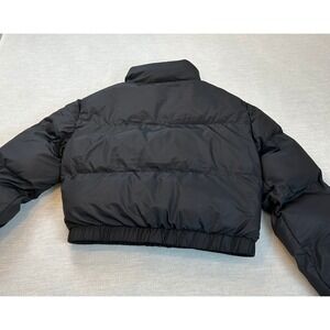 ANWND Womens Puffer Jacket Black Full Zip Cropped High Neck Size L